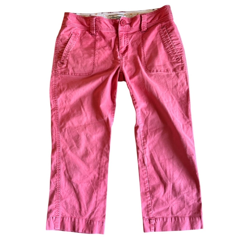 Y2K Aeropostale Pink Capris Cropped Pants 2000s Butterfly Jeans Size 9/10